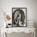 Ver imagem 1 de Quadro Decorativo Gato Espelho Tigre 24x18cm - com Vidro:moldura Branca