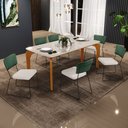 Ver imagem 2 de Mesa Capri 160cm Off White e 6 Cadeiras Allana B05 Facto Verde Musgo Linho Cru - Lyam Decor
