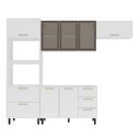 Ver imagem 2 de Cozinha Compacta Amara 8 Portas 4 Gavetas com Vidro 40250781 Branco - Politorno