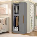 Ver imagem 1 de Guarda-roupa Solteiro Modulado Cecília 1 Porta Onix - Pnr Móveis