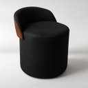 Ver imagem 2 de Puff Encosto Corino Redondo Suede Sala Penteadeira Quarto:preto