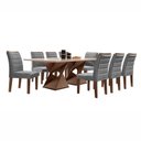 Ver imagem 2 de Conjunto Sala de Jantar Tampo 200x90cm Vidro/MDF Genova com 8 Cadeiras Smart Plus