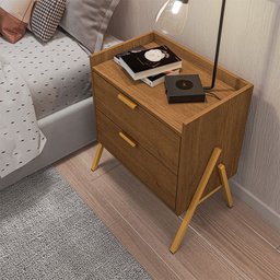 Mesa de Cabeceira Retrô com 2 Gavetas Asher 45cm - 5