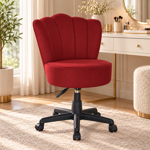 Cadeira Mocho Pétala Giratória para Estética Consultório Veludo Vermelho Bz Home Decor