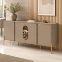 Ver imagem 3 de Aparador Buffet para Sala de Jantar 4 Portas 180cm Orgânico Industrial Bessa B02 Fendi Carvalho -