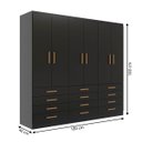 Ver imagem 4 de Guarda-roupa Casal New Mônaco 6 Portas 12 Gavetas Preto - Evidência Móveis