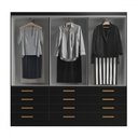 Ver imagem 3 de Guarda-roupa Casal New Mônaco 6 Portas 12 Gavetas Preto - Evidência Móveis