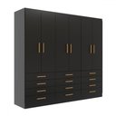 Ver imagem 2 de Guarda-roupa Casal New Mônaco 6 Portas 12 Gavetas Preto - Evidência Móveis
