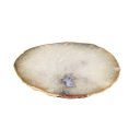 Ver imagem 3 de Platter Pedra Ágata Natural Marrom 25 à 30cm Com Banho De Ouro Na Borda