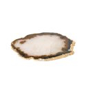 Ver imagem 2 de Platter Pedra Ágata Natural Marrom 25 à 30cm Com Banho De Ouro Na Borda
