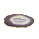 Ver imagem 1 de Platter Pedra Ágata Natural Marrom 25 à 30cm Com Banho De Ouro Na Borda