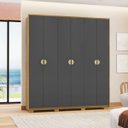 Ver imagem 3 de Guarda-roupa Estepona 6 Portas Nature Alasca Divisão Ele e Ela 11 Nichos