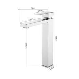 Torneira Monocomando Cromada Quadrada Banheiro Lavabo Bica Alta Luxo Inovartte In01 - 7