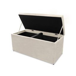 Kit Cabeceira e Calçadeira Baú Dubai Queen 160 Cm - Veludo Bege Claro - 4