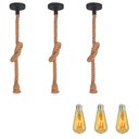 Ver imagem 1 de Kit 3 Luminárias Pendente Corda Sisal Rústica + 3 Lâmpadas tamanho:ST64