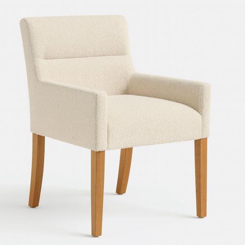 Cadeira Bella Estrutura em Madeira Maciça Estofado em Bouclé Off-White Sallar Home