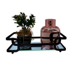Bandeja Decorativa Ferro Piatina com Espelho 10x20 Lavabo:Champanhe - 5