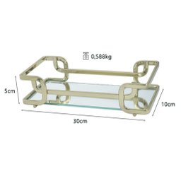 Bandeja Decorativa Ferro Piatina com Espelho 10x20 Lavabo:Champanhe - 3