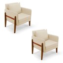 Ver imagem 1 de Kit 02 Poltronas Lana Linho Bege A19 Base De Madeira