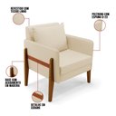Ver imagem 4 de Kit 02 Poltronas Lana Linho Bege A19 Base De Madeira