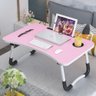 Mesa Multiuso Suporte Porta Copo Notebook Dobravel Home Office Bandeja Sofa Cama Rosa - 3
