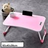 Mesa Multiuso Suporte Porta Copo Notebook Dobravel Home Office Bandeja Sofa Cama Rosa - 5