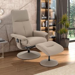 Kit 2 Poltronas de Massagem Reclinável e Giratória Arizona com Apoio de Pés Pu Fendi G56 - Gran - 1