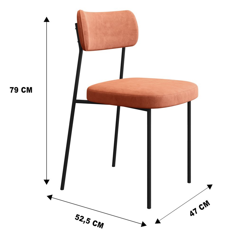 Kit 06 Cadeiras de Jantar Nile Veludo Terracota Base de Ferro Preto - D'Rossi DRossi - 7
