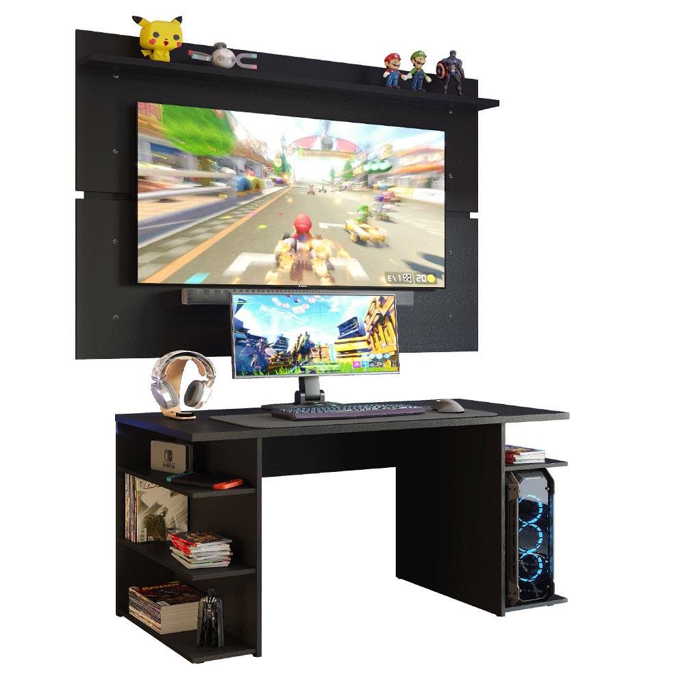 Mesa para Computador Gamer e Painel Tv Madesa - Preto - 2