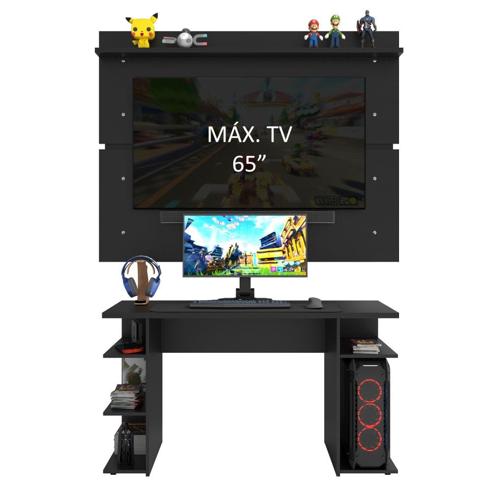 Mesa para Computador Gamer e Painel Tv Madesa - Preto - 4