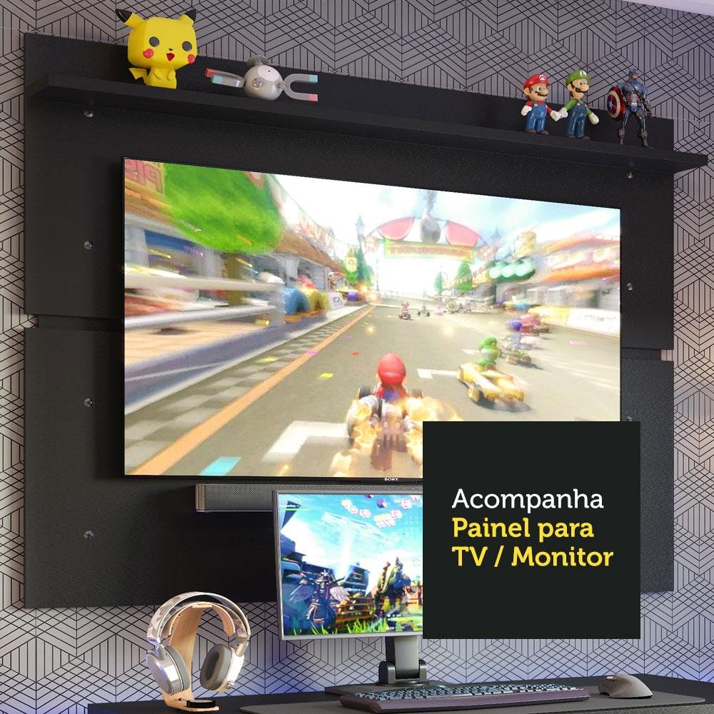 Mesa para Computador Gamer e Painel Tv Madesa - Preto - 5