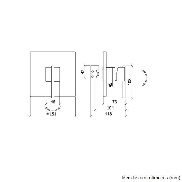 Registro Misturador Monocomando Chuveiro 2993 C74 Lorenzetti - 2