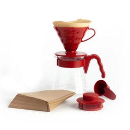 Conjunto Kit Hario V60 Vermelho Kit V60 Vermelho - 1 Conjunto Kit Hario V60 Vermelho Kit V60 Vermelho - 1