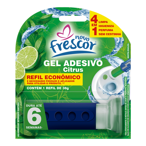 Kit 3 Unidades Refil Detergente Sanitários para Reposição Gel Adesivo 38g Novo Frescor Dura até 6 Se