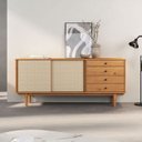 Ver imagem 1 de Buffet Aparador Sala Madeira Retrô 4 Gavetas Freijó Simona Idimex