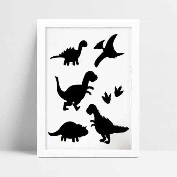 Quadro infantil desenho dinossauro preto - Conspecto