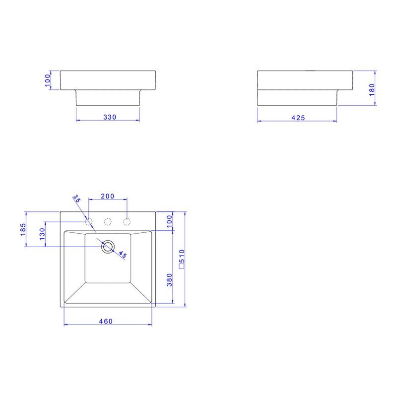 Cuba de Apoio/sobrepor Deca com Mesa Retangular 500mm – Branco L.98.17 - 3