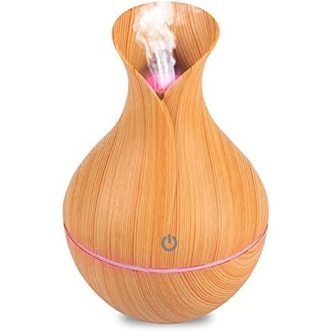 Umidificador Purificador De Ar Aromatizador 130 ml Botão Touch Ultrassónico CONE (Marrom Claro)