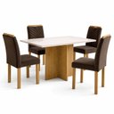 Ver imagem 2 de Conjunto Sala de Jantar 4 Lugares Retangular Tampo Vidro MDF 120x80cm Mesa e Cadeiras Carol