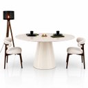 Ver imagem 2 de Mesa de Jantar Cone Oval 244x137 cm Tampo Quartzito Taj Mahal e Base Laca Off White