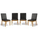 Ver imagem 1 de Kit com 4 Cadeiras Daniela Madeira Maciça Estofada para Mesa de Jantar Courino Preto 503