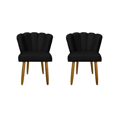 Kit 2 Cadeiras Flor Luxo Mesa de Jantar Moderna - Balaqui Decor Cor:preto