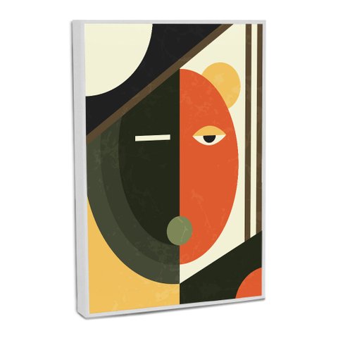 Quadro Decorativo Cubismo Abstrato com Moldura Filete