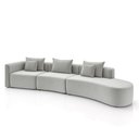 Ver imagem 1 de Sofá Curvo Decorativo Kimiko 447cm 5 Lugares Sala de Estar com Chaise Veludo Cinza G52 - Gran Belo