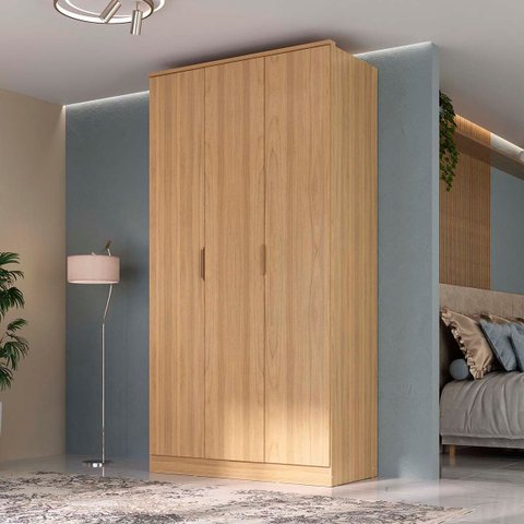 Guarda Roupa Ravi em Mdf 3 Portas 2 Gavetas 120,5x232,2cm Olmo 1120