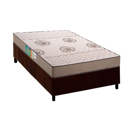 Conjunto Box Solteiro Colchão Espuma Polar D33 Pérola Clean + Base Crc Suede Brown (78x188)