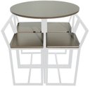 Ver imagem 1 de Mesa Prime 4 Cadeiras Branco/Tabaco Linheiro Redonda BF Decor Prime Compacta