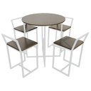 Ver imagem 2 de Mesa Prime 4 Cadeiras Branco/Tabaco Linheiro Redonda BF Decor Prime Compacta