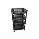 Ver imagem 6 de Prateleira Estante Fruteira Plástico Modular Multiuso 4 Andares Nitron Cozinha Lavanderia Cor:preto