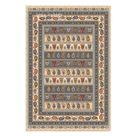 Tapete Persa Azul com Bege 100x150cm Ideal para Quarto e Sala